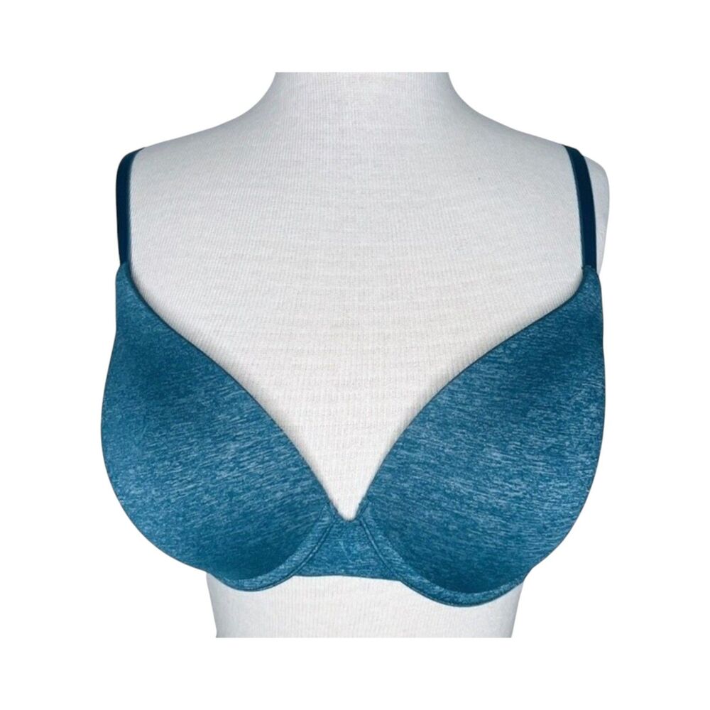 Victoria's Secret Uplift Semi Demi Bra sz 32DD * Convertible Straps Teal Blue
